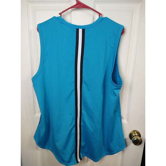 Lola Getts Woman 22/24 Aqua Tank V Neck Back Striped Sleeveless Activewear - Picture 7 of 7